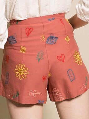Samantha Pleet “Do Re Mi” Minuet Short Shorts in embroidered terracotta size 2
